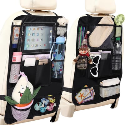 SnelShoppen - 2 Stuks Auto Stoel Organizer, Backrest Protector voor Kinderen met 10 Opbergvakken, Waterdicht en Makkelijk Schoon te Maken, Auto Access