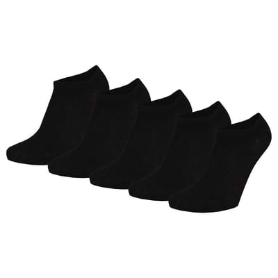 Apollo - Kinder Sneakersokken - Zwart -5-Pak- Maat 23/26 - Sneakersokken kinderen - Kindersokken