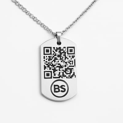 Medische QR Ketting - Zilver - Voor Gezondheidsinformatie - Niet Reanimeren - BeSafeCharm 1 jaar.