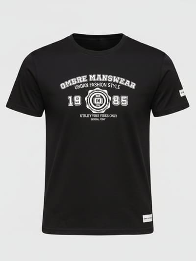 OMBRE T-shirt - Regular Fit - Katoen - Korte Mouw Zwart S
