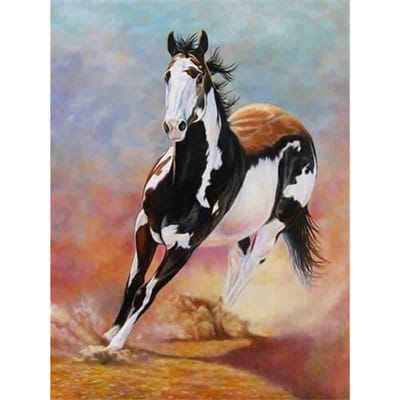 Diamant broderie animal point de croix bricolage diamant peinture cheval série décoration de la maison 20X30CM black