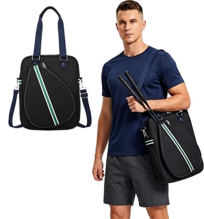 MAGICSHE Badmintontas - Kleine Sporttas Waterdicht Dames & Heren - Rackettas Voor Badminton & Pickleball - Geschikt Voor Racket, Laptop & Fitness Zwart