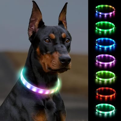 Lichtgevende Oplaadbare Hondenhalsband - Waterdicht, Verstelbare Led-halsband met 9 Standen voor kleine, middelgrote en grote honden