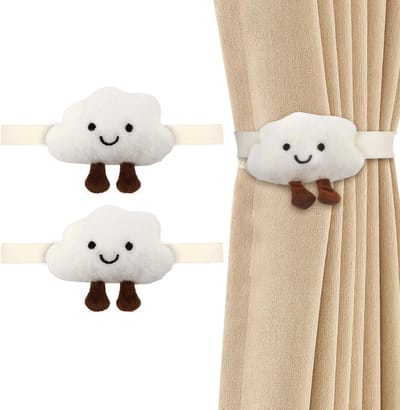 Decoratieve Gordijnclips in de Vorm van Wolken, 2 Stuks, 40 cm Lengte, Ideaal voor Kinderkamer en Raamdecoratie