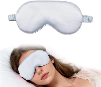 Comfortabel zijden slaapmasker voor optimale nachtrust, lichtblokkerend oogmasker met elastische band, zacht en ademend voor zijslapers (blauw)