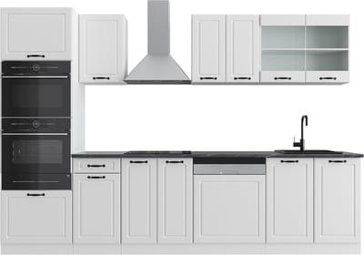 Vicco R-Line Complete keukeneenheid – 300 cm met hoge kast, WB Antraciet Wit landhuis/wit