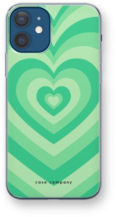 Case Company® - Hoesje geschikt voor iPhone 12 mini hoesje - Hart Groen - Soft Cover Telefoonhoesje - Bescherming aan alle Kanten en Schermrand