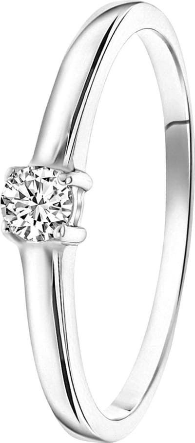 Lucardi Dames Ring met zirkonia - Ring - Cadeau - Echt Zilver - Zilverkleurig