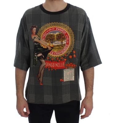 Dolce & Gabbana Men's Crewneck SANGUINELLA ITALIA Print Zijde T-shirt