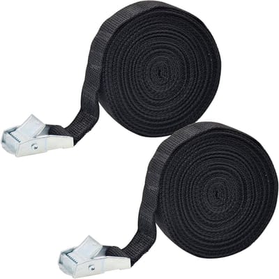 Spanbanden Set - Spanriemen Gesp - Vracht Beveiligen - Zware Kwaliteit Polyester - 25MM X 5M - Zwart