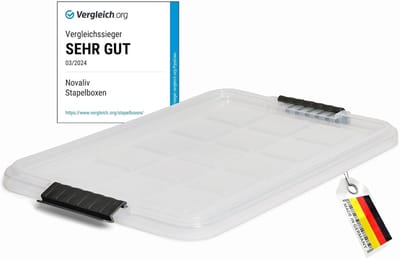Novaliv 1x vervangende deksel 15 liter met clipsluiting 41x29 cm transparant