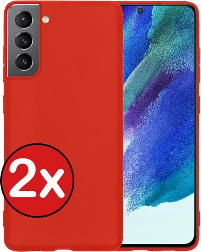 Hoesje - 2 Stuks - Geschikt voor Samsung Galaxy S21 FE - Sterk & Shockproof - Telefoonhoes - Back Cover - Case Siliconen - Telefoon Hoes - Rood