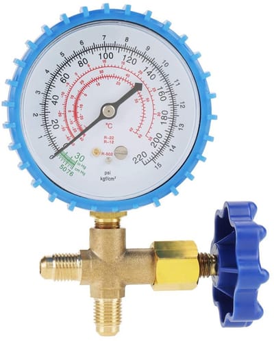 Allecto - Professionele Drukmeter voor Airconditioning - 1/4" 220psi Geschikt voor R410A R22 R134A R404A