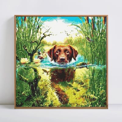 5D bricolage plein rond Animal chien diamant peinture broderie vente diamant mosaïque photo 30x30 beige