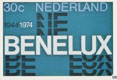 Briefkaart met afbeelding 30 jaar Benelux Economische Unie postzegel