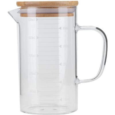 Maatbeker van borosilicaatglas met deksel Hittebestendige mok voor hotel, restaurant, thuis(500 ml ) white