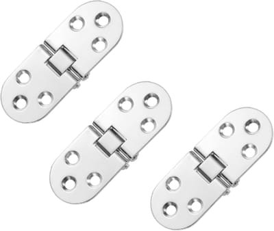 Set van 3 - scharnieren - Zinklegering metaal - 80 x 30 mm - kleine vouwdeurscharnieren voor kasten en klaptafels - Kast - Meubels - Keuken - Slaapkamer - zilver