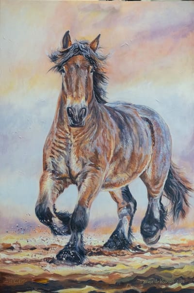 Trekpaarden schilderij TW37 - Foto - Ton van der Weerden - Fine Art Print op fotokwaliteit papier - 30 x 40 cm