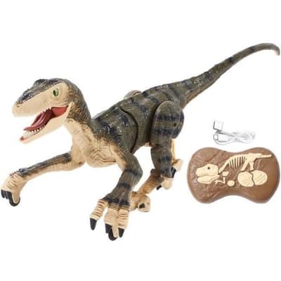 2.4G sans Fil Cinq Voies Télécommande Grand DinosaureSimulation Rechargeable Sans Fil RC Velociraptor noir