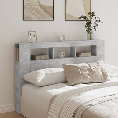 vidaXL - Hoofdeinde - met - LED - 160x18,5x103,5 - cm - bewerkt - hout - betongrijs