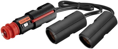 ProCar sigarettenaanstekerplug splitter met 2 12-24V poorten / zwart - 0,25 meter
