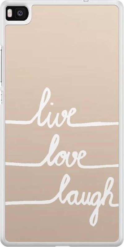 Casimoda® telefoonhoesje - Geschikt voor Huawei P8 - Live, Love, Laugh - Zwart TPU hoesje - Backcover - Multi - Tekst