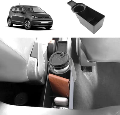 Dailygoods - Opbergdoos voor middenconsole, compatibel met VW UP/Seat Mii/Skoda Citigo 2013-2024, VW UP middenarmsteun, handschoenenvak, VW UP-accessoires, bekerhouder, organizer met antislipmat