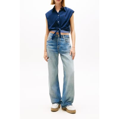 Tommy Hilfiger Tie Front Poplin Dark Night Navy Größe: S | Business hemden Outlet | Damen | Schwarz