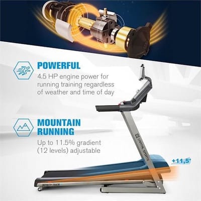 CAPITAL SPORTS Infinity Track Loopband - 5 pk treadmill met geïntegreerde luidsprekers & AUX-IN, Loopvlak met hartslagsensor, 36 programma's, opklapbaar, Vloerwielen, lichtgrijs
