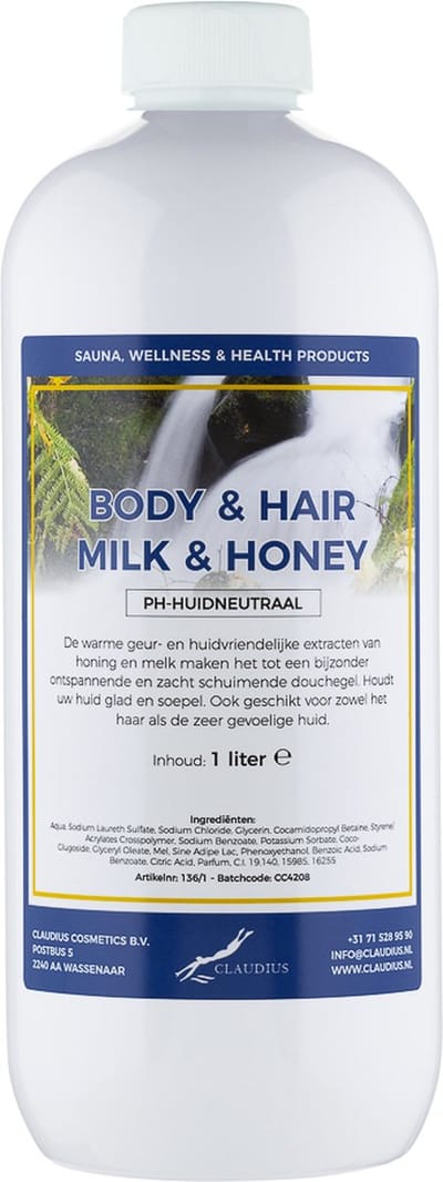 Body & Hair Milk & Honey 1 Liter - 2 in 1 voor lichaam en haar.