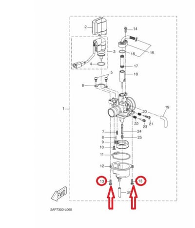 Vis cuve carbu Gurtner pour scooter MBK 50 Mach-G 5EU-E4216-00 M4 0.7