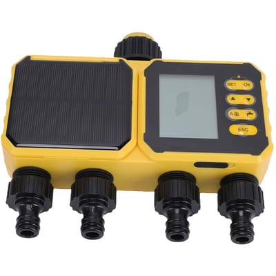 Zonne-Water Timer Slimme Irrigatiecontroller met USB-Opladen IPX5 Regenbestendig voor Tuin Gazon Kas yellow