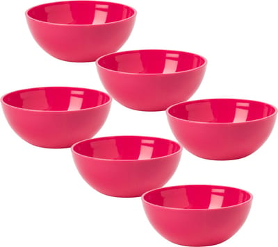 Plasticforte kommetjes/schaaltjes - 6x - dessert/ontbijt - kunststof - D12 x H5 cm - fuchsia roze - BPA vrij