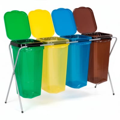 Springos Vuilniszakkenhouder - Frame voor Afvalzakken - Standaard - 4 delen - Meerkleurig - 30 Kg