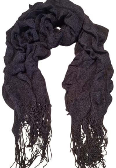 sjaal dames - bruin - gebreid - met ruches - licht maar warm -180cm x 35cm