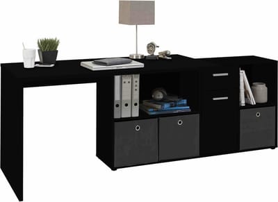 Bureau Apollo Zwart - 135,7x135,7cm - Hoekbureau - Met opbergruimte - Hoogte 74.2 cm