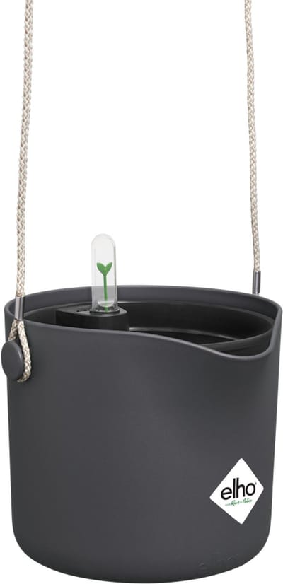 Elho B.for Swing 18 met Self-Watering Insert - Hangpot met Watermeter - 100% Gerecycled Plastic - Ø 18.0 x H 16.5 cm - Antraciet