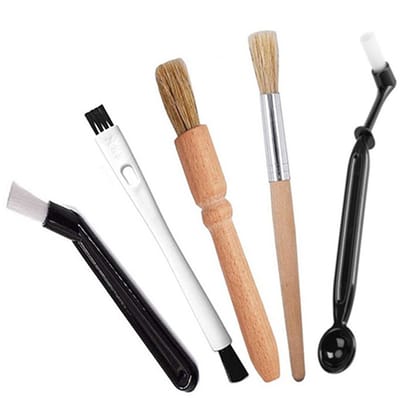 ATTREZZO® Schoonmaakborstels voor koffiemachine - set van 5 stuks - met houten espresso-borstels voor koffiemolen - Schoonmaak - Cleaning - Coffee