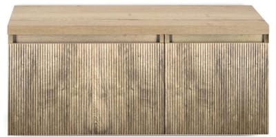 Frozen 3D Badmeubelset 100 cm - Greeplijst in Kleur - Wastafel Onderkast met Bovenblad French Oak