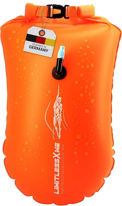 Opblaasbare zwemboy 30cm - Oranje - Lichtgewicht en compact - Verhoogt veiligheid in open water - ShopVlot