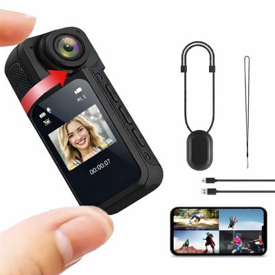Mini Action Camera – Bodycam 1080P Full HD – 180° Draaibaar – Met Display – Zwart – Sportcamera – Recorder – Voor Fiets, Motor, Beveiliging, Vloggen