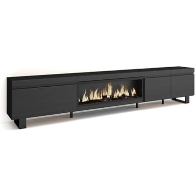 Skraut Home TV-Meubel, Lowboard, 288x35x57cm, Groot formaat TV, Elektrische haard XXL, Industrieel design, Zwart