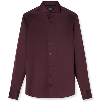 OLYMP Signature Casual Overhemd, Tailored Fit, Cutaway, Bordeauxrood