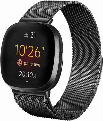 Bandje geschikt voor Fitbit Versa 3 - Zwart Milanese Band