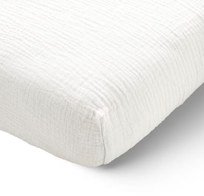Petite Amélie Hoeslaken 70x140 cm - 100% biologisch mousseline katoenen - Wit