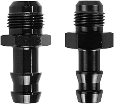 Ronte - Adapter set voor slangaansluiting 6AN en 8AN, 3/8" buitendraad, 1/2" aansluiting, zwart aluminium - Set van 2