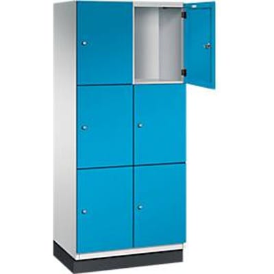C+P Cambio lockerkast, 2 vakken, 6 vakken, met plint, B 800 x D 525 x H 1980 mm, lichtgrijs/lichtblauw