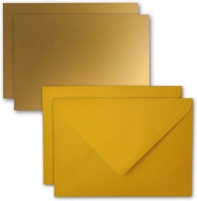 Kaarten met Envelop Set - 50x Enkele Kaarten DIN A7 | Goudkleurig & Geschikt voor Cadeaus