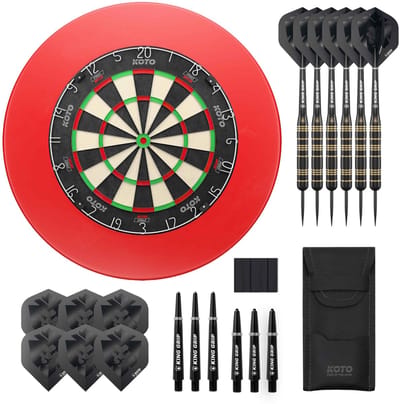 KOTO - King Pro Editie - Rood - Sisal Dartbord - Surround - 2 Sets Darts & Dartwallet