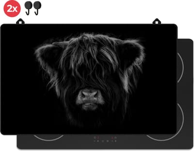 KitchyMist Inductie Beschermer 83x52 cm - Schotse Hooglander Koeienkop - Kookplaat Beschermer - Afdekplaat voor Kookplaat - Inductie Mat - Spatscherm Achterwand Keuken